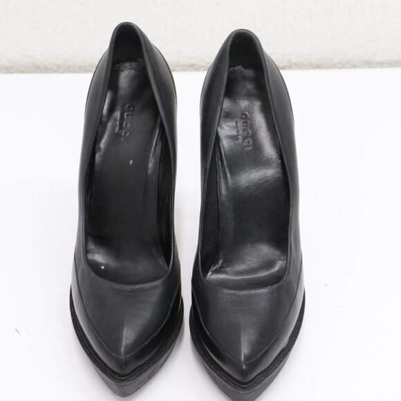 GUCCI Leather Black Pumps Size G 39.5/EU 40.5/US 9.5 - Picture 1 of 9